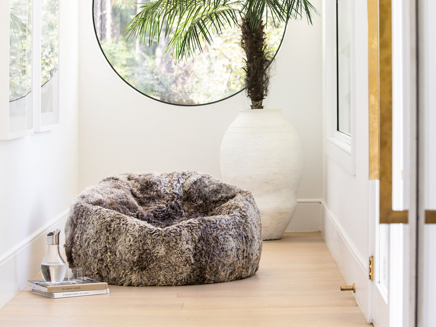 Long Wool Bean Bag Natural Coloured