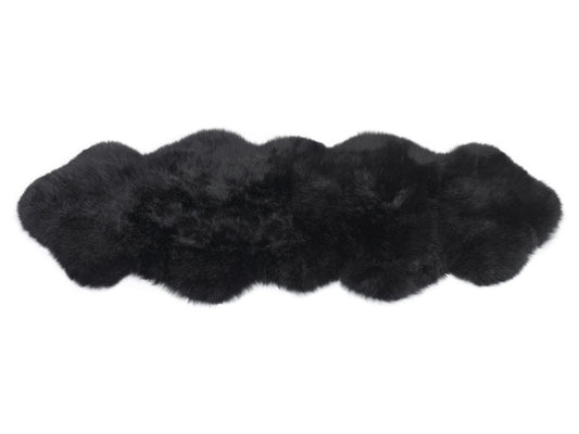 Long Wool Double Rug - Black