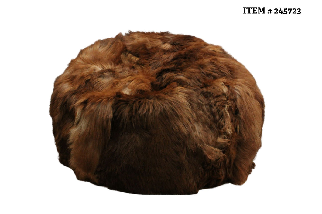 Karakul Longwool Sheepskin Bean Bag • Natural Cream Brown # 245723