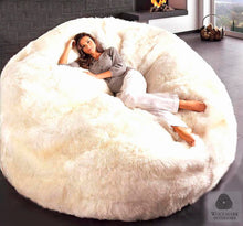 Load image into Gallery viewer, New Zealand Longwool Sheepskin Bean Bag • Ivory • EXTRA LARGE
