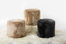 Load image into Gallery viewer, New Zealand Longwool Sheepskin Cylindrical Ottoman • Steel
