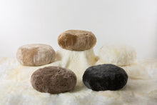 Load image into Gallery viewer, New Zealand Longwool Sheepskin Ottoman • Vole
